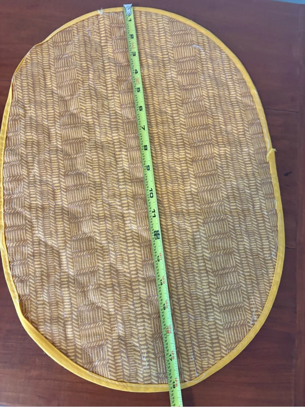 Quilted Oval Placemats Set of 4 Vintage mustard yellow & Brown